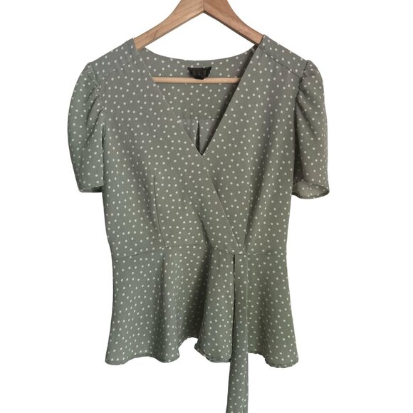 OLM Womens Blouse, Green, Dots, Size M - Picture 8 of 8
